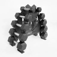 Hex Dumbbell Set with Rack | 5-25LB + A-Frame