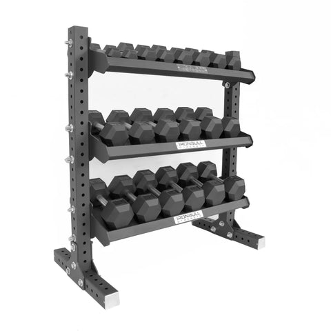 Ensemble d'haltères hexagonaux avec support | 5-50 lb + 3 niveaux