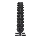 5-50 LB Rubber Hex Dumbbell Set with Vertical Storage Rack (10 Pairs)